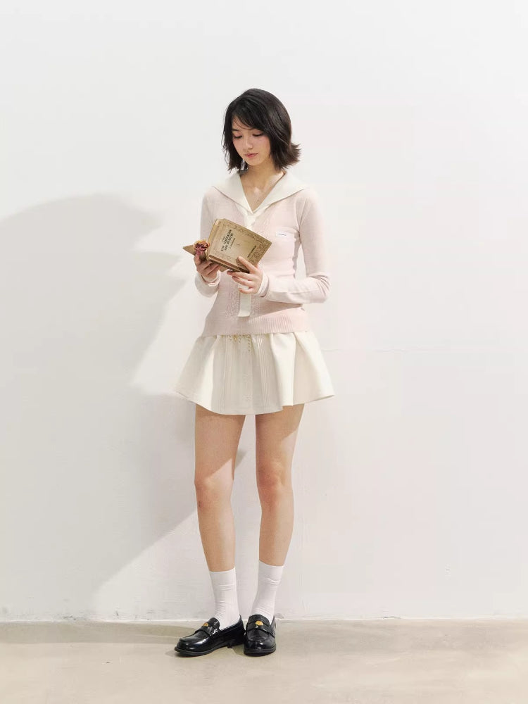 Naval Collar Preppy Girl Knit Crewneck