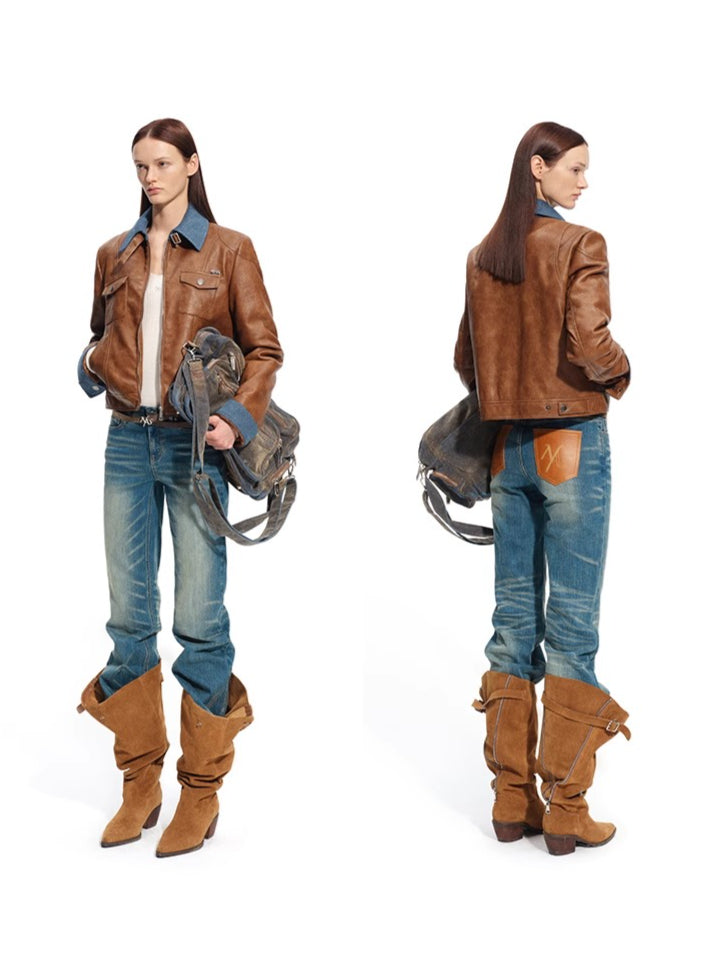 &quot;Rose Series&quot; Faux Shearling PU Leather Jacket