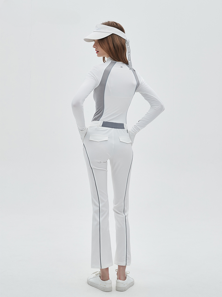 White Quick-dry Golf Turtleneck Top &amp; Trousers Set