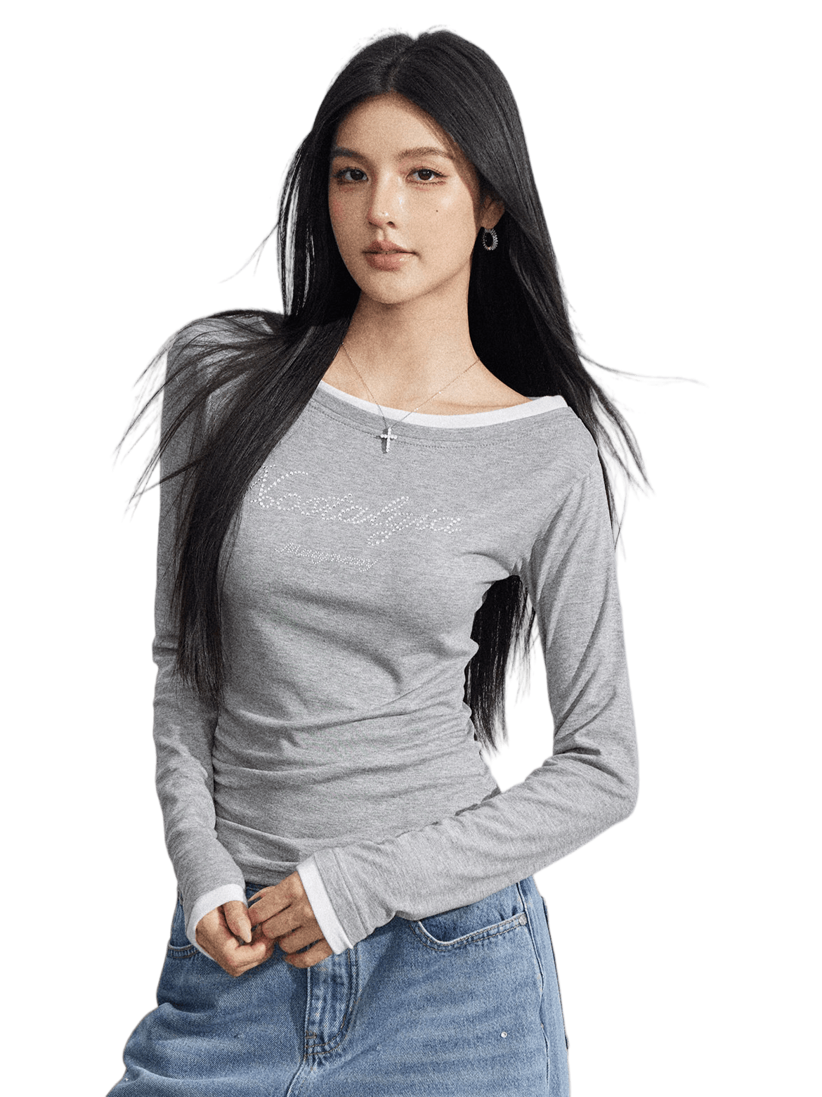Rhinestone Embellished Slim-Fit T-Shirt