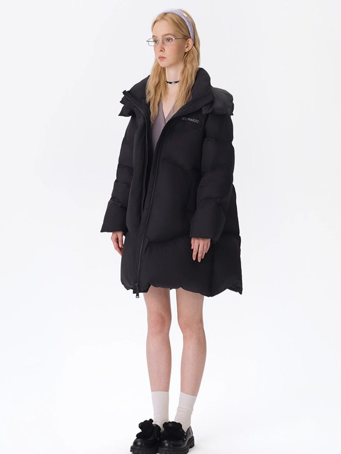 Lightweight Hooded Mid-Length Down Coat