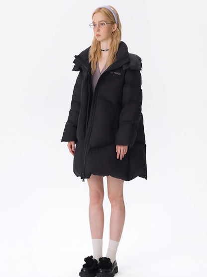 Lightweight Hooded Mid-Length Down Coat