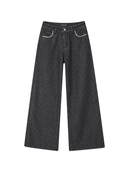 Diamond Jacquard Denim Pants