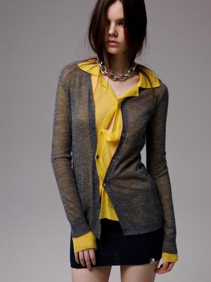 Semi-Sheer Slim Fit Cardigan
