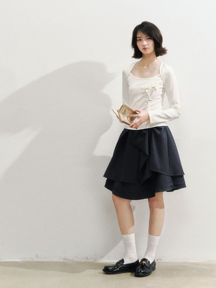 Structural Bow Mini Skirt - CHINASQUAD