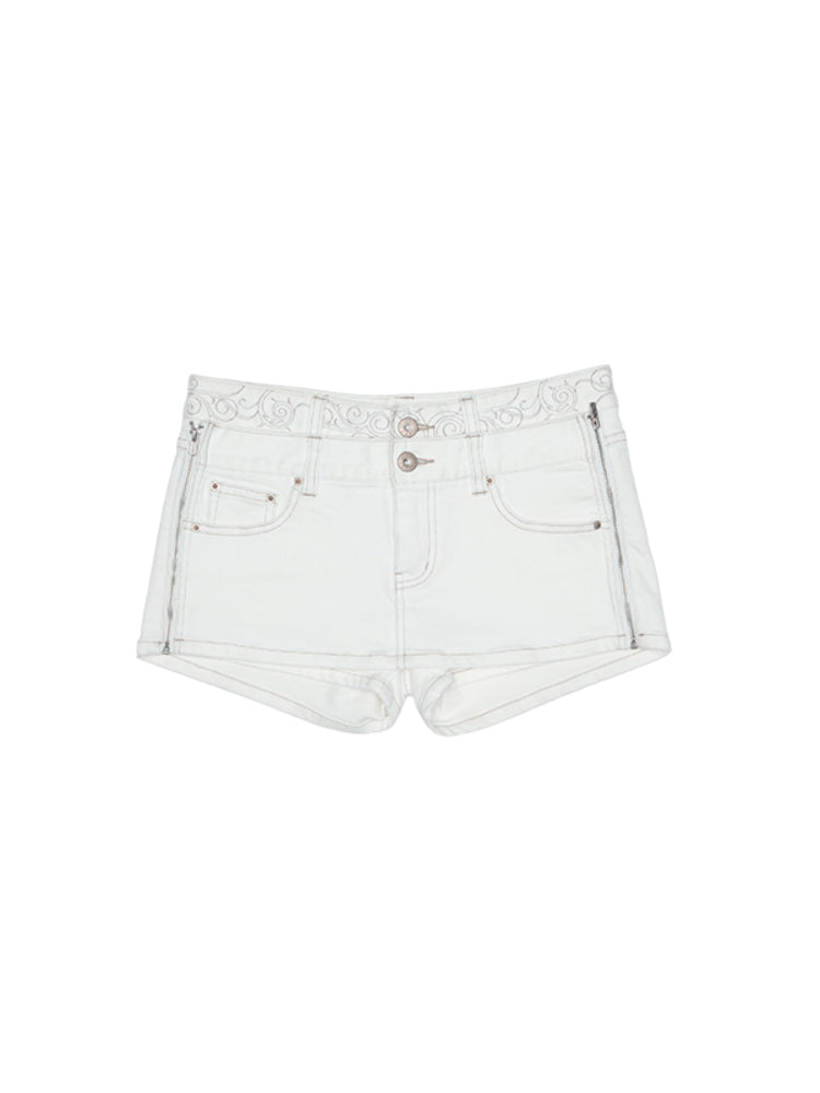 Double Waistband Reversible Denim Mini Skirt
