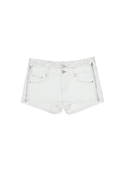 Double Waistband Reversible Denim Mini Skirt