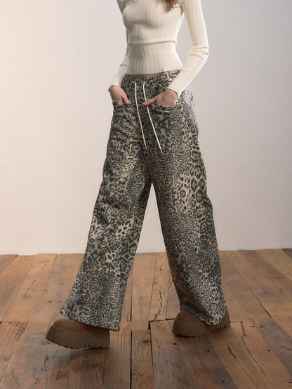 Contrast Waistband Straight-Leg Cotton Sweatpants
