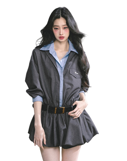 Hepburn-Style Bubble Hem Mini Dress