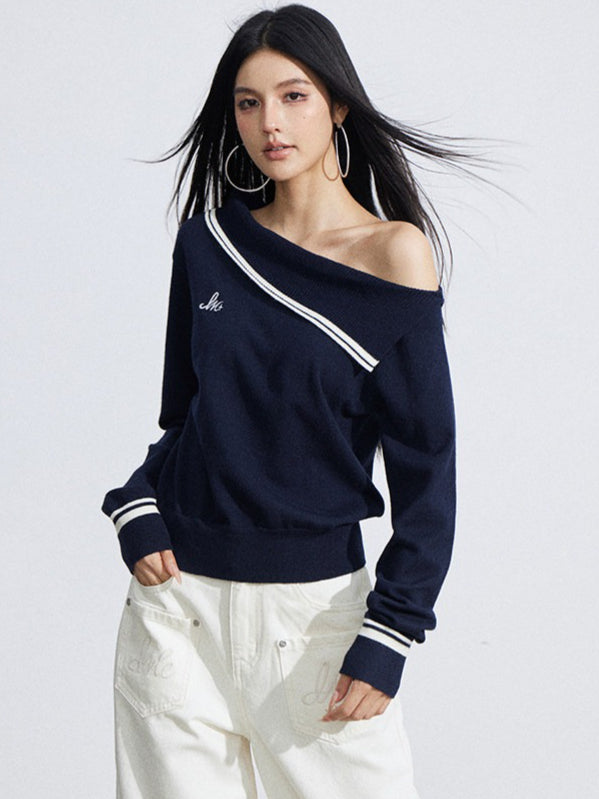 Off-Shoulder Merino Wool Blend Knit Base Layer
