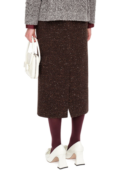 Brown Slim-Fit Straight Skirt