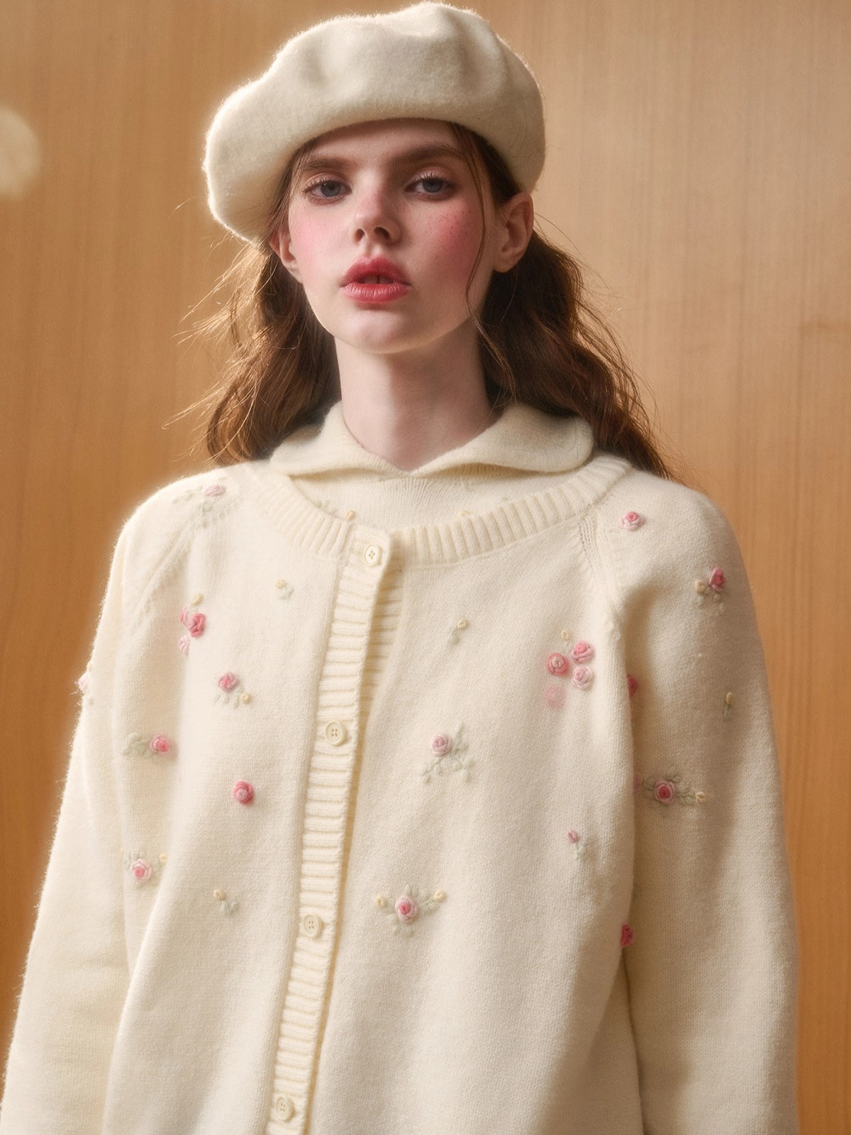 Hand-Embroidered Wool Cardigan