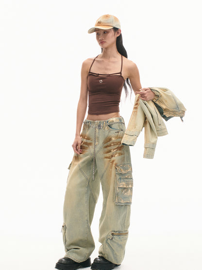 3D Shaped Low Waist Loose Jeans