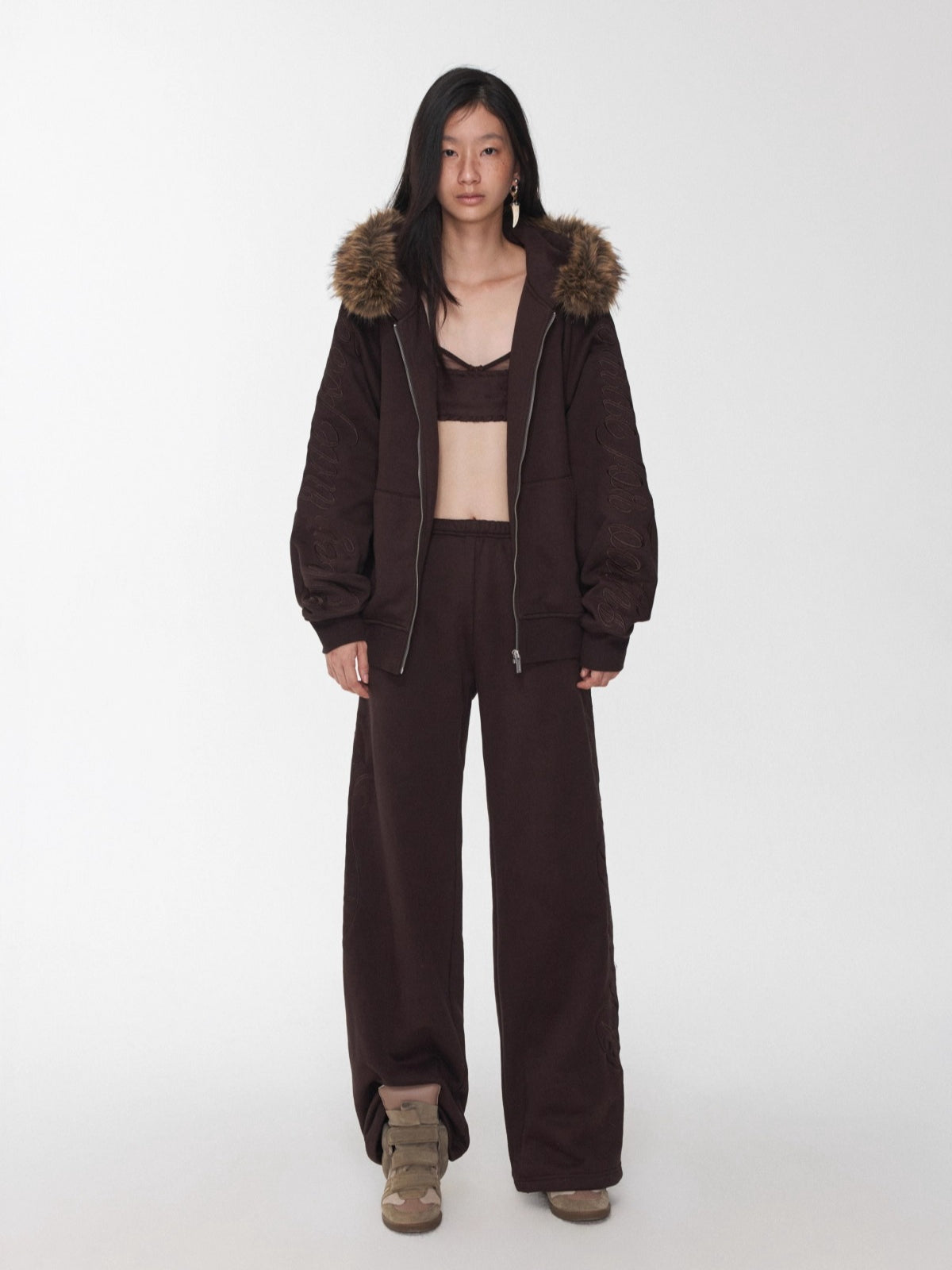 Faux-Fur Sweatshirt &amp; Jogger Set