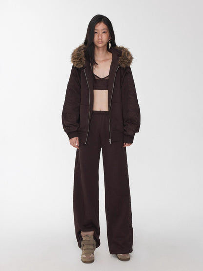 Faux-Fur Sweatshirt &amp; Jogger Set