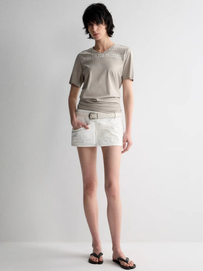 White Denim Straight Skirt