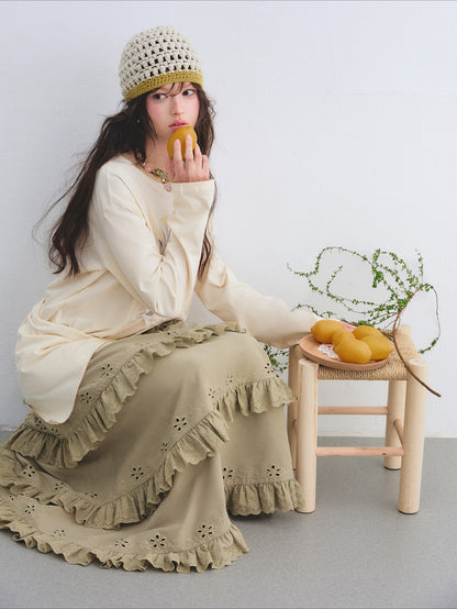 Bohemian Tiered Embroidered Maxi Skirt