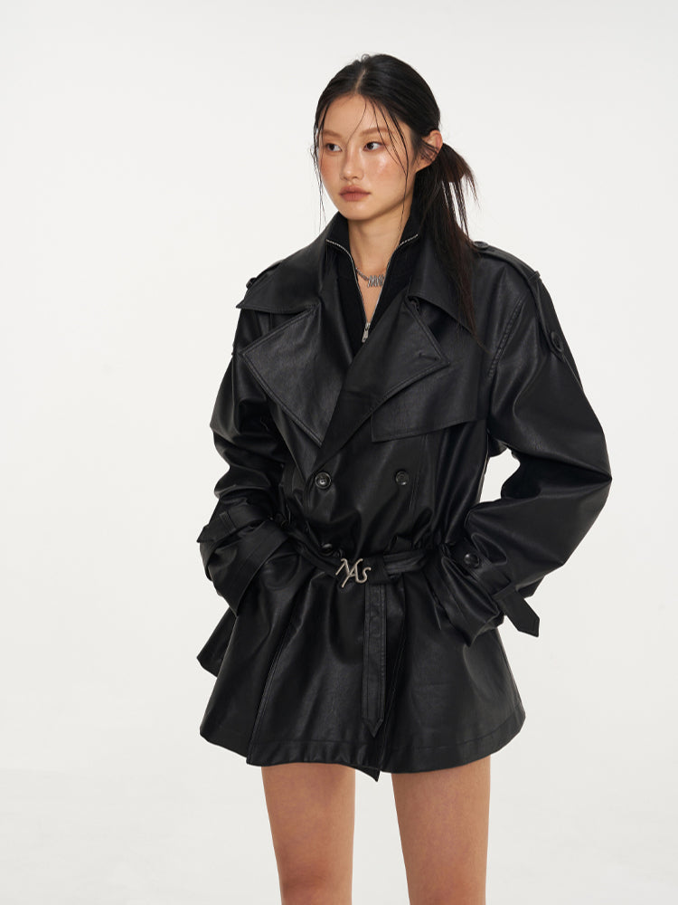 Classic PU Trench Leather Jackets