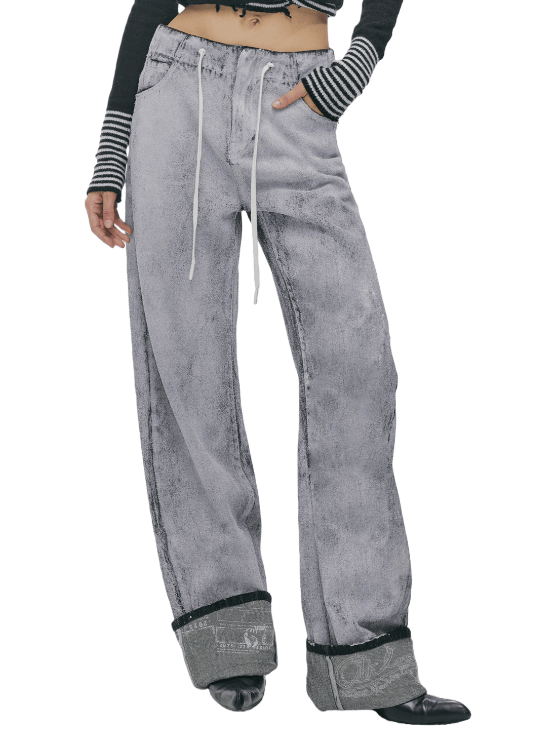 Vintage Washed Straight-Leg Denim Pants