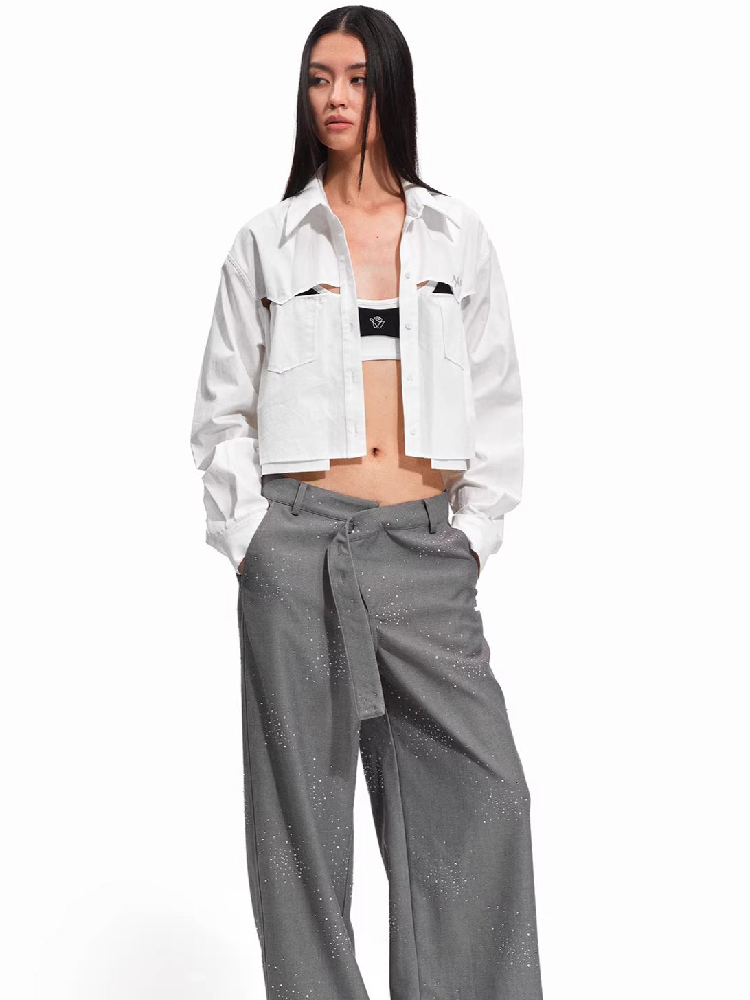 Hyde Lyocell-Cotton Cutout Cropped Shirt