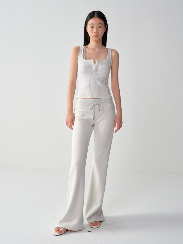U-Neck Sleeveless Silver-Thread Tank Top