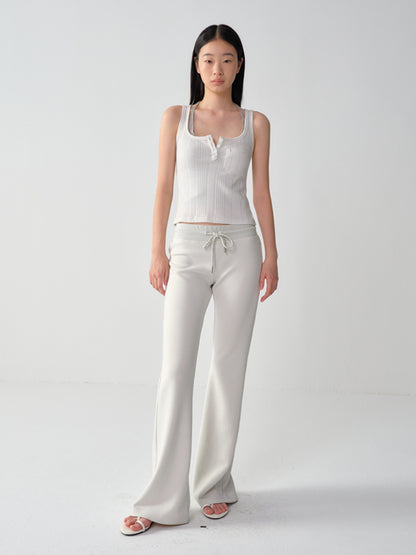 U-Neck Sleeveless Silver-Thread Tank Top