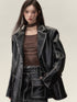 (Final Sale) Faux Leather Jacket & Skirt Two-Piece Set - CHINASQUAD