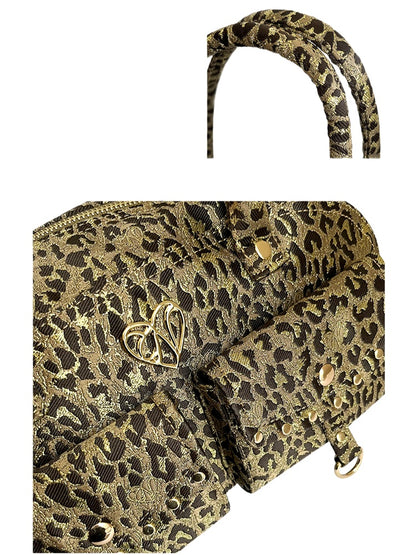 Leopard Print Baguette Shoulder Handbag