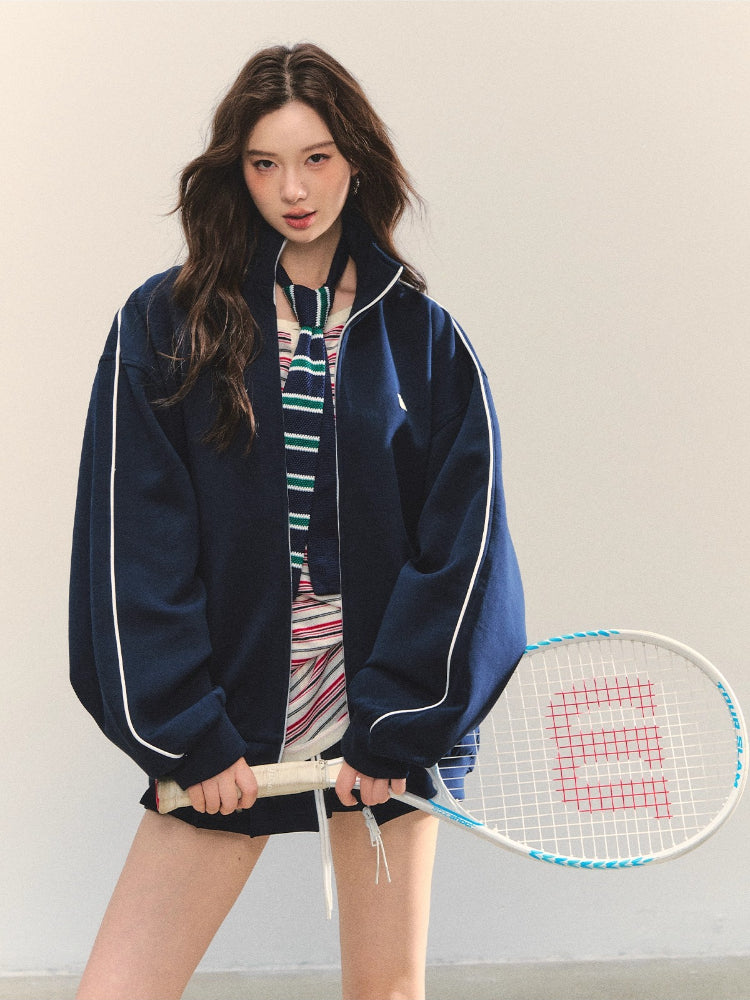 College Sports Zip-up Hoodie Cardigan
