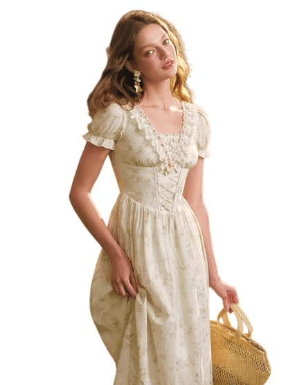 Garden Tea Party Corset Floral Maxi Dress