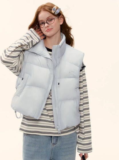 White Duck Down Puffer Stand-Collar Vest