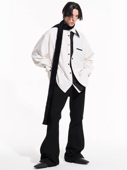 Layered Contrast Multi-Collar Asymmetric Shirt
