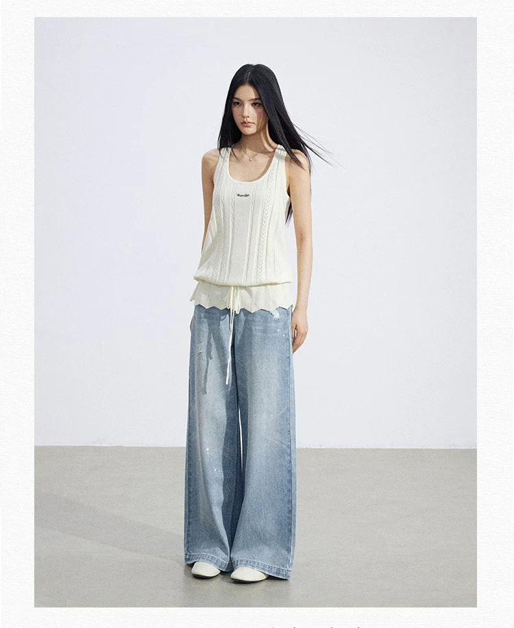 Drawstring Ruched Knit Tank Top