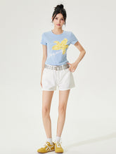Color Diamond Floral Regular Shoulder T-shirt - CHINASQUAD