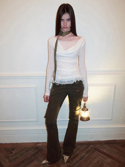 Mesh Double-Layer Ruched Base Layer