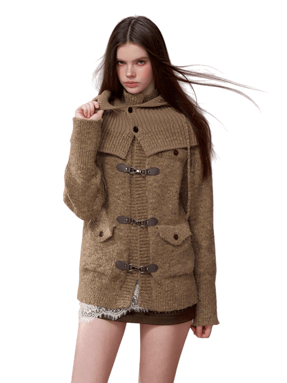 Knit Cardigan &amp; Hooded Cape Set