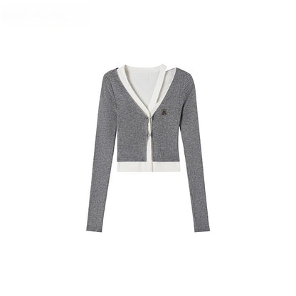 2-in-1 Long-sleeve Knitted Cardigan - CHINASQUAD