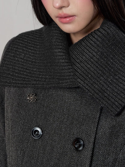 Grey Tailored Wool-Blend Long Dress