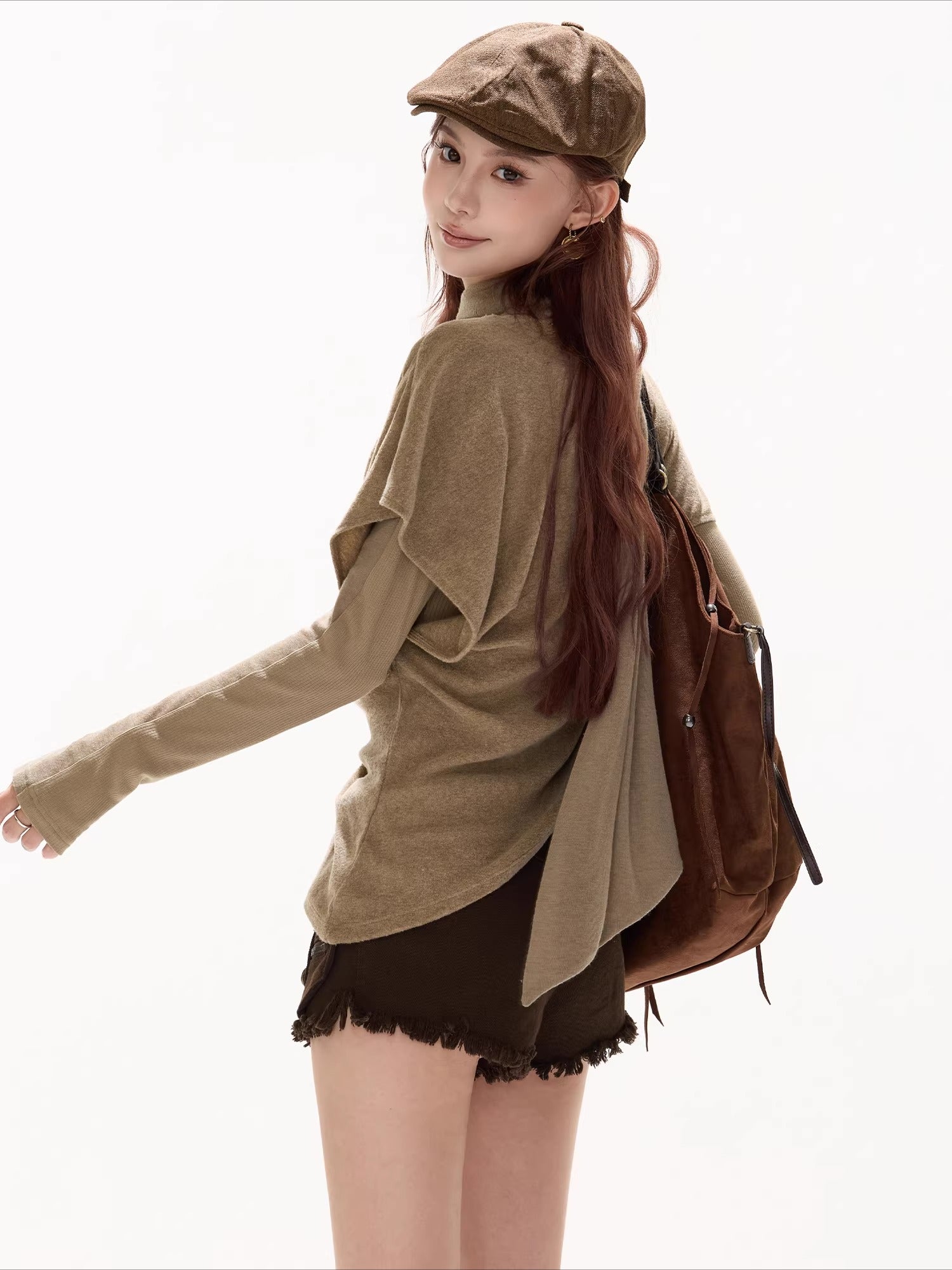 Relaxed Draped Batwing Knit Pullover