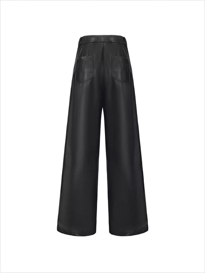 Classic Wide-Leg Faux Leather Pants