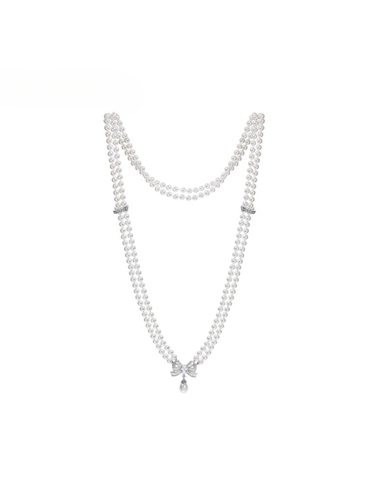 Double-Layer Long Pearl Necklace