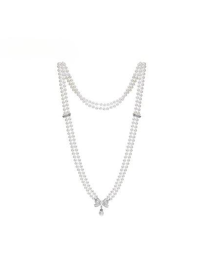 Double-Layer Long Pearl Necklace