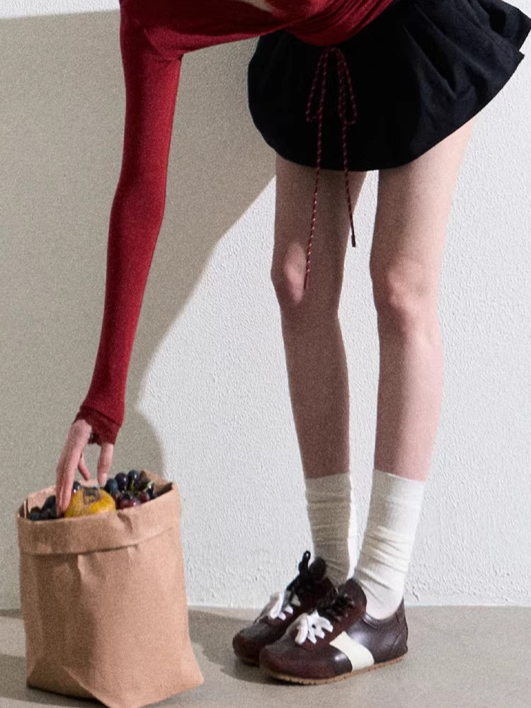 Drawstring Bubble Mini Skirt