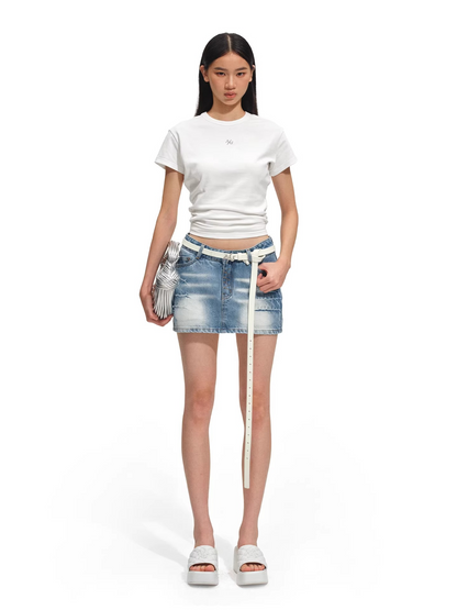 Embroidered Hourglass Fit Cinched Waist Tee