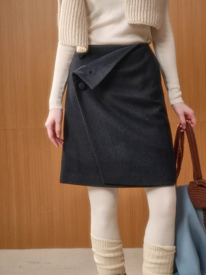 Fluffy Wool-Blend Knit Skirt
