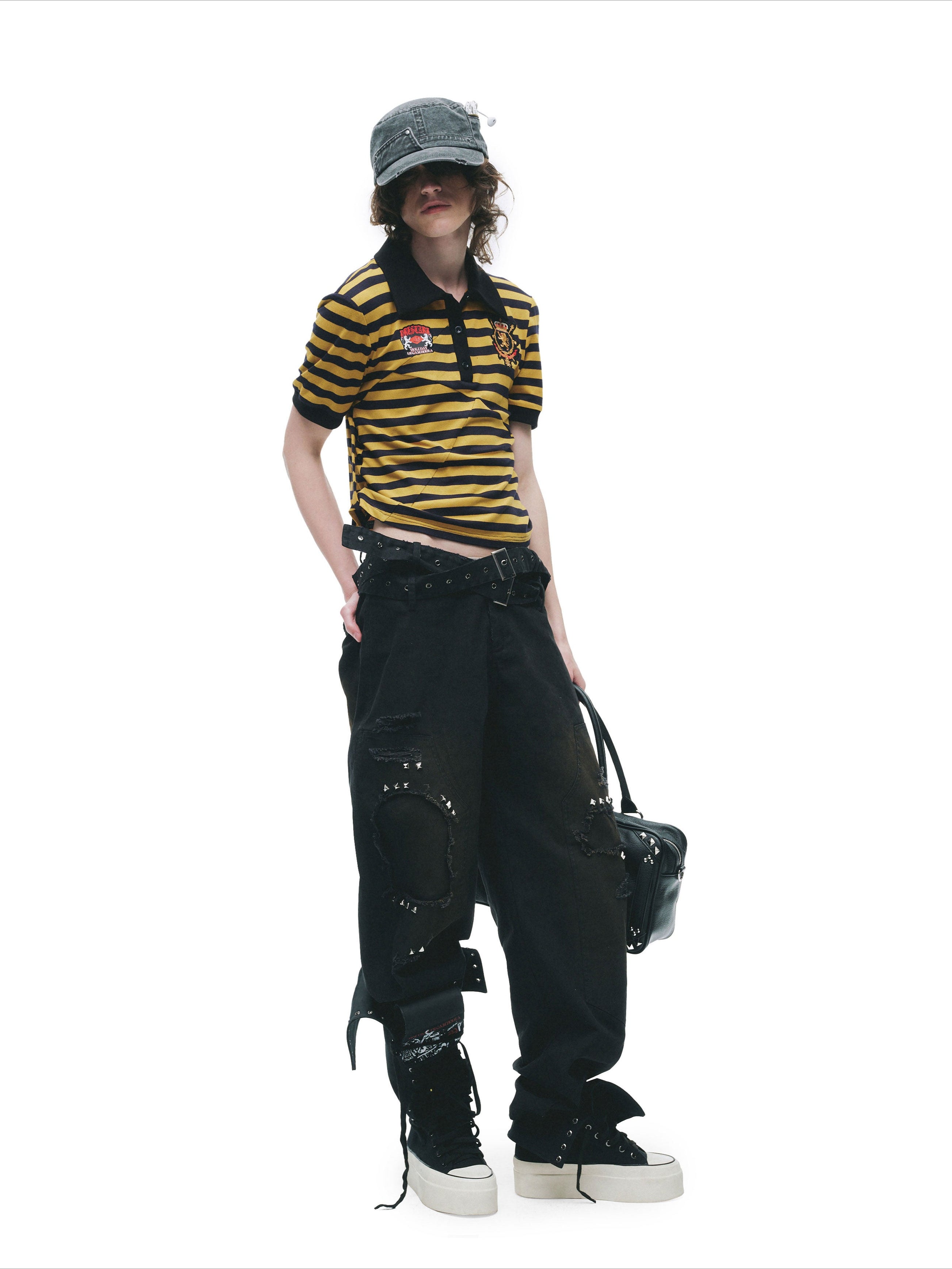 Patchwork Drawstring Adjustable T-Shirt