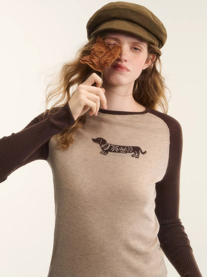 Wool-Blend Jacquard Raglan Knit Top