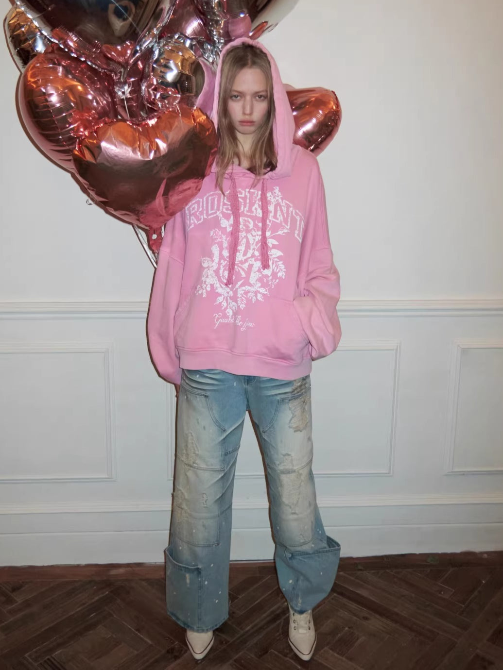 Washed Distressed Low-Rise Straight-Leg Jeans