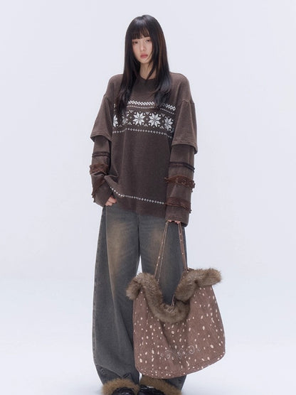 Layered Lace-Trim Long-Sleeve T-Shirt