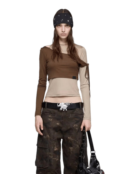 Faux Two-Piece Slim-Fit Long-Sleeve